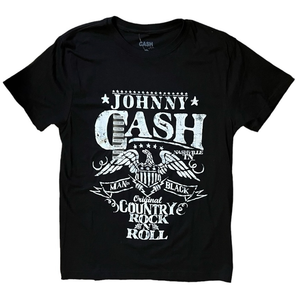 Johnny Cash Man In Black Shirt Nashville Tennessee Eagle Size Medium 100% Cotton